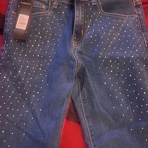 Bebe Denim Studded Skinny Jeans
